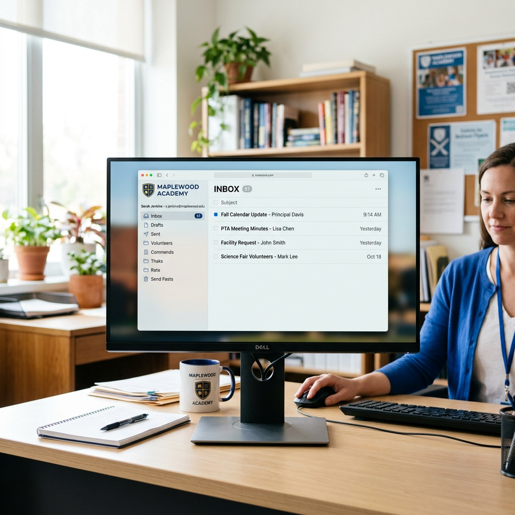Schoolspecifiek mailadres in email client op laptop